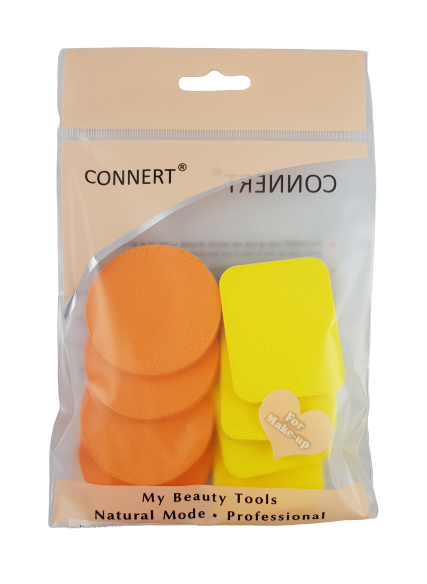 Houbička na make-up - sada 8 ks 4,5x4,5cm, ø 5,5cm (12sad/bal，600sad/krt)