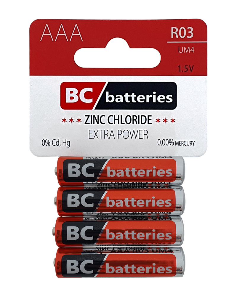 BC R03 Extra power Zinkochloridová AAA/ 4ks BLISTR (10set/bal, 200set/krt)