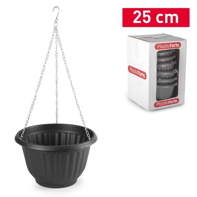 Plastic Forte Závěsný květináč 25cm antracit (8ks/krt)