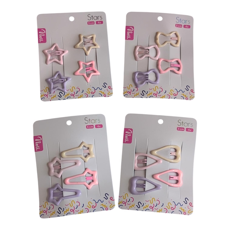 Neli sponky do vlasů Stars 3cm 4ks (12sad/bal,480/krt)