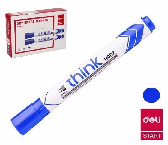 DELI Popisovač stíratelný zkosený modrý EU00230 (12ks/bal, 960ks/krt)