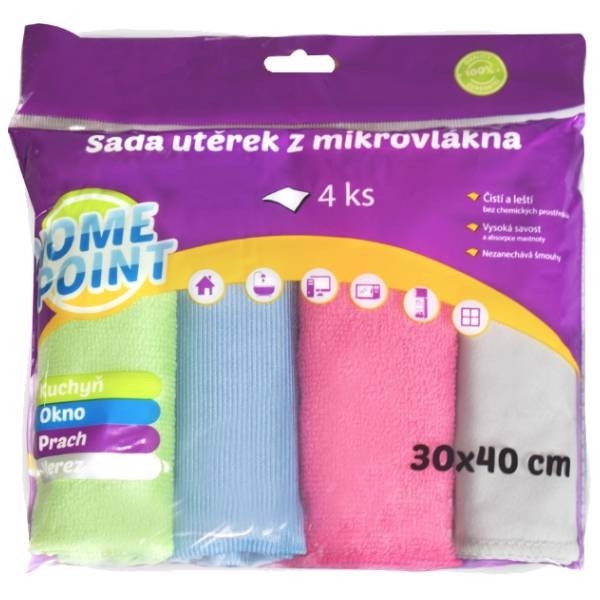 Utěrky mikrovlákno 4ks; 30x40 cm 260g + šedá 220g (10ks/bal)