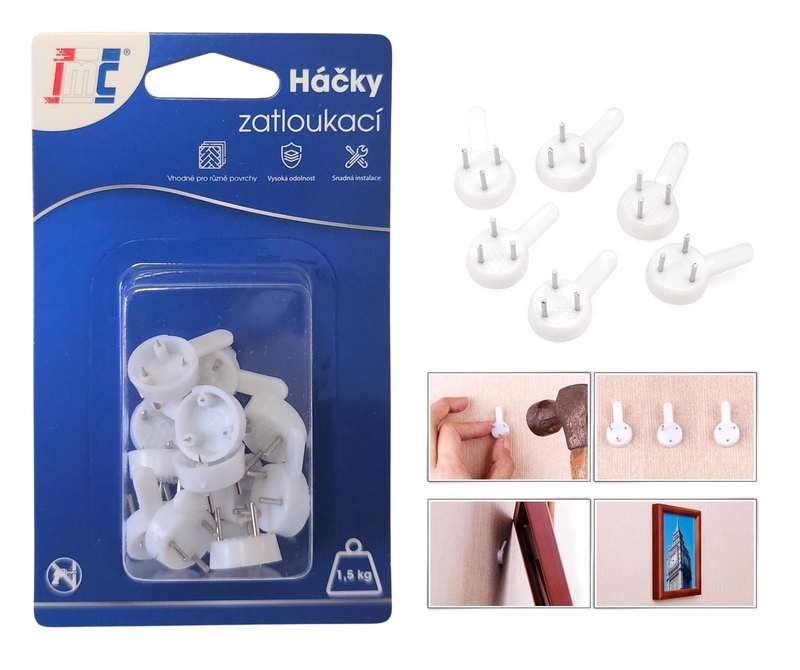 Háčky zatloukací 25x14mm 12ks (12sad/bal,288/krt)