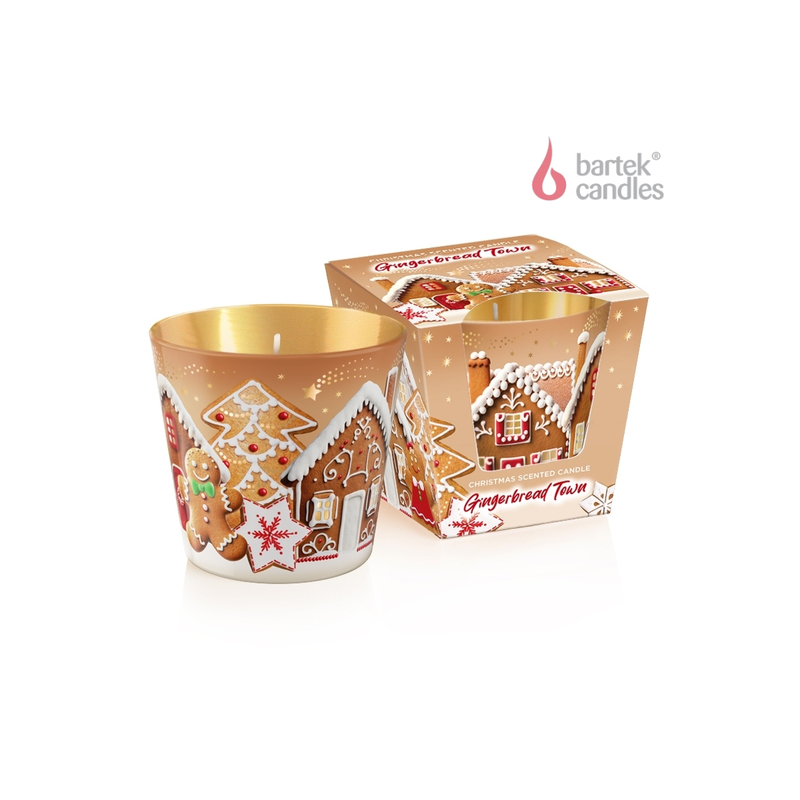 Bartek Svíčka sklo 115g Gingerbread Town (12ks/bal)