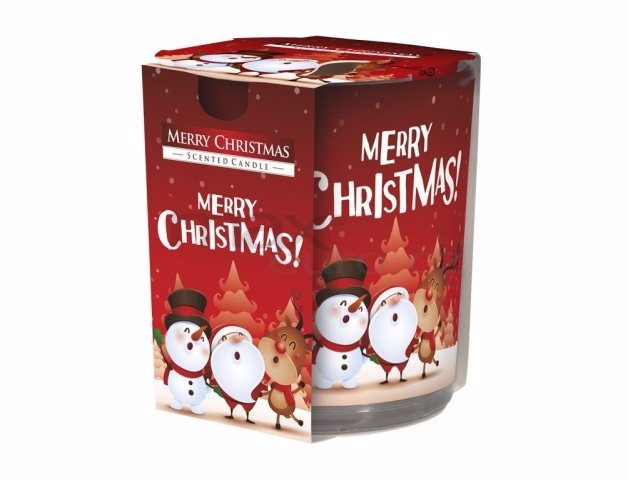 Svíčka ve skle Merry Christmas 100g (6ks/bal)
