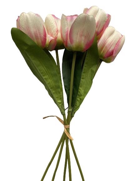 Svazek 5 tulipánů 35cm krémový