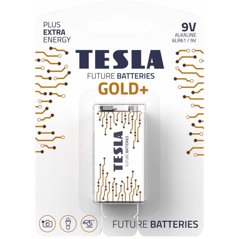 TESLA BATTERIES 9V GOLD+ ( 6LR61 / BLISTER FOIL 1 PC)