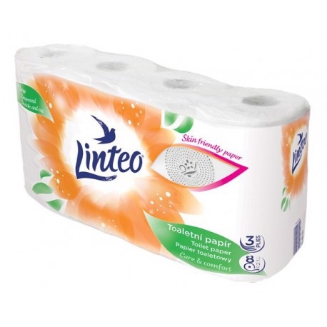 Toaletní papír Linteo satin bílý 8 rolí 3 vrstvy 15m 