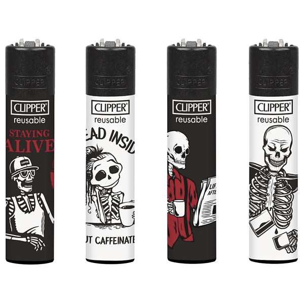 Zapalovač CLIPPER - Coffee Skulls [24ks/bal]