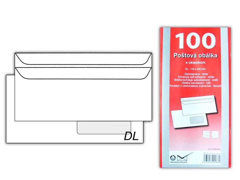 Obálky bílé DL okno MFP 100ks