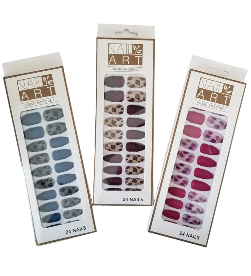 Umělé nehty 24ks - mix barev Nail Art (12sada/bal)