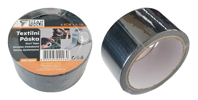 Textilní páska 4,8CM x 9,1M černá (72ks/krt)