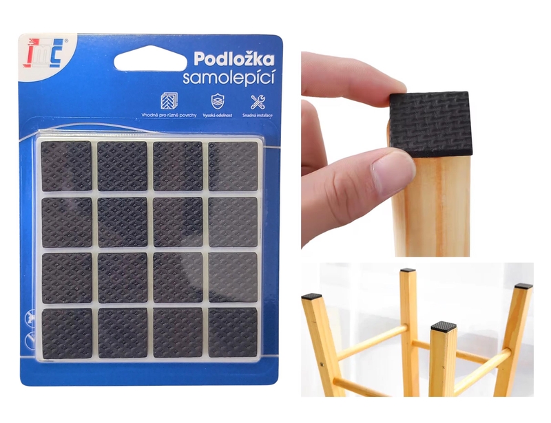 Podložky na nábytek samolepící 19x19mm 32ks (12sad/bal,288/krt)
