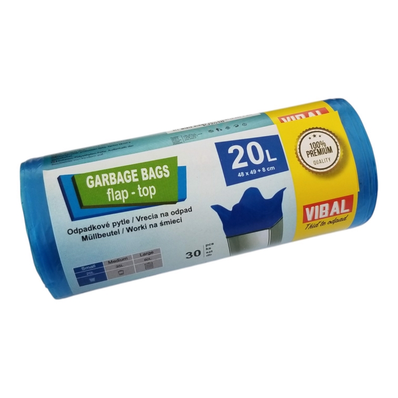 Odpad. sáček zavaz. 20L modrý 210g 30ks [20rolí/krt]