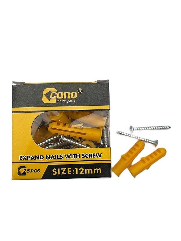 Sada vrutů a hmoždinek 25ks průměr 12mm (6sada/bal, 90sada/krt)