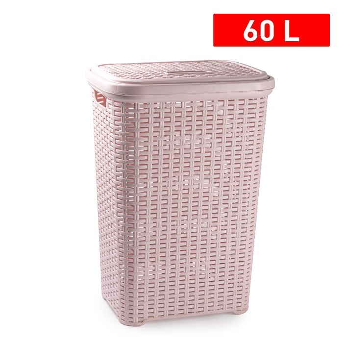 Plastic Forte Koš na prádlo RATTAN 60L- Růžový
