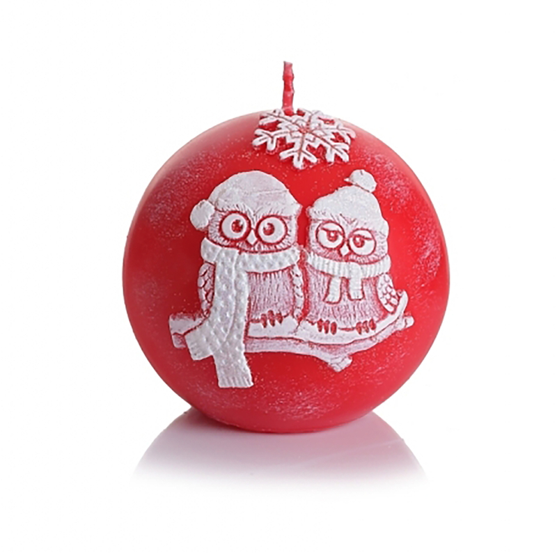 Bartek Svíčka Kula 80g Červená - Winter Owls