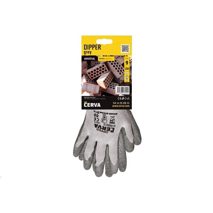 Rukavice ČERVA DIPPER šedé - 10 (12pár)(120pár/krt)