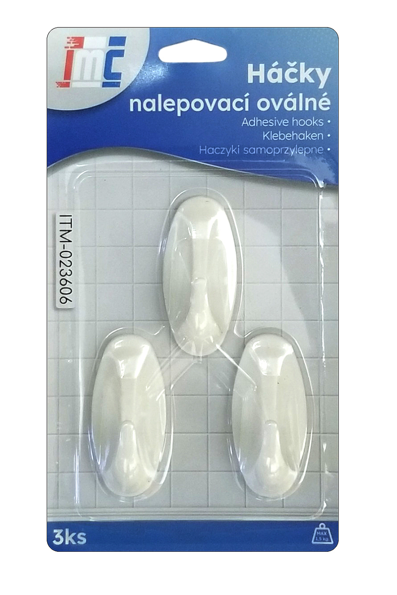 Háčky nalepovací oválné 3ks (12sad/bal,240/krt)