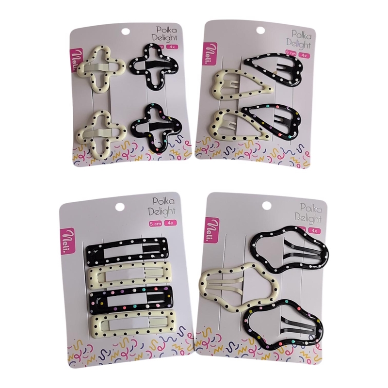 Neli sponky do vlasů Polka Delight 5cm 4ks (12sad/bal,480/krt)