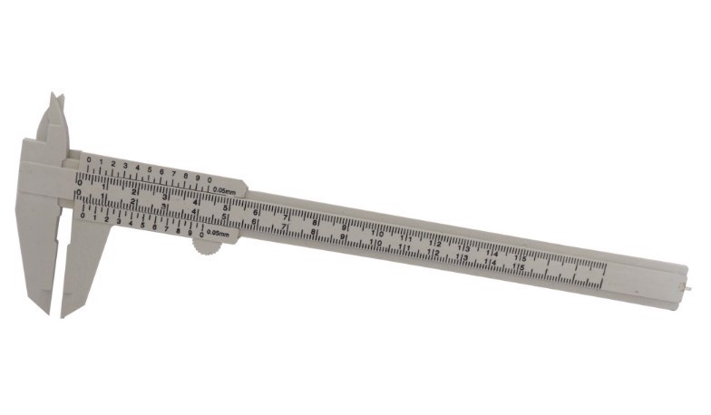 Měřidlo posuvné, plastové, s přesností 0,5 mm, 150 mm, hobby (25ks/krt)