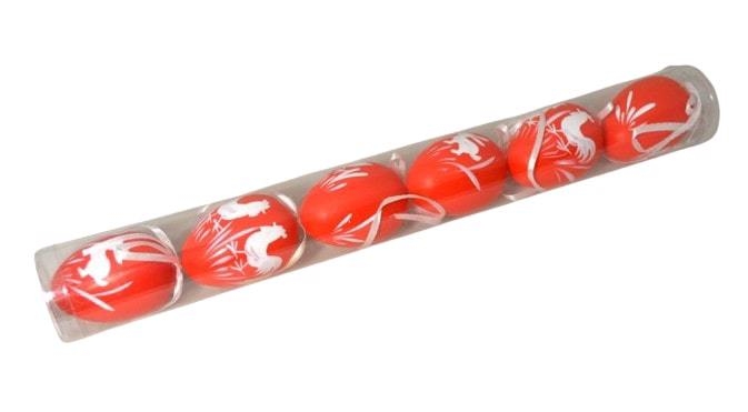 Vejce plast tuba 6cm/6ks červená 