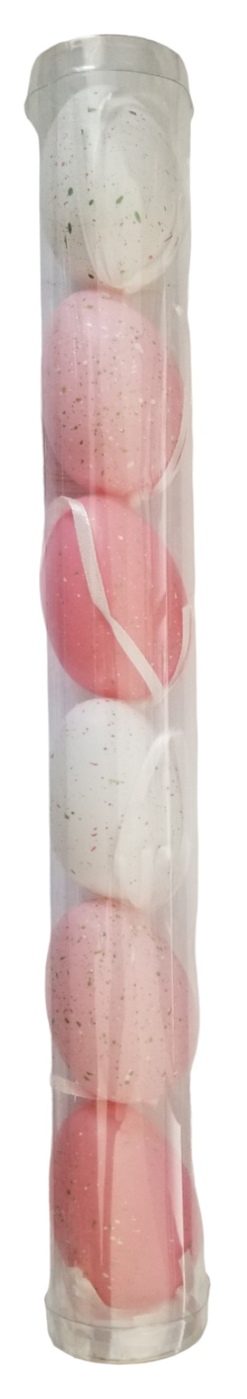 Vejce plast tuba 6cm/6ks růžová kropenatá