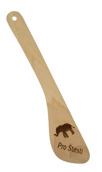 Vařečka dřevěná s motivem 30x6cm - Pro štěsti slon
