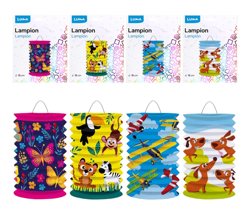 Lampion 15cm válec děstký mix 3 (12ks/bal)