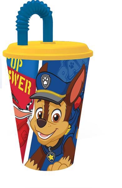 KELÍMEK S BRČKEM PLASTOVÝ PAW PATROL 430 ML MODRÁ (24ks/krt)