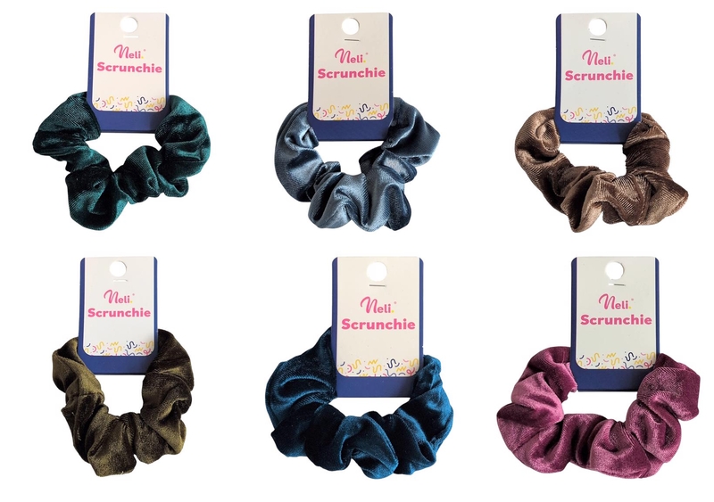 Sametová gumička do vlasů Scrunchie (12ks/bal, 600/krt)