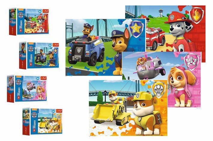 Minipuzzle miniMAXI 20 dílků Paw Patrol/Tlapková patrola 4 druhy v krabičce 11x8x4cm 24ks v boxu