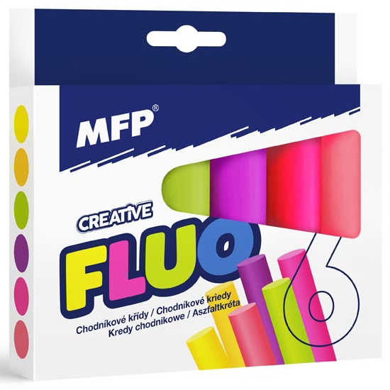Křídy M chodníkové fluo kulaté 6 ks mix barev - krabička (12sad/bal)