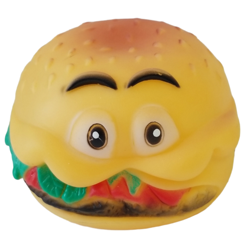 Hračky pro psy gumový hamburger s obličejem  (12ks/bal)