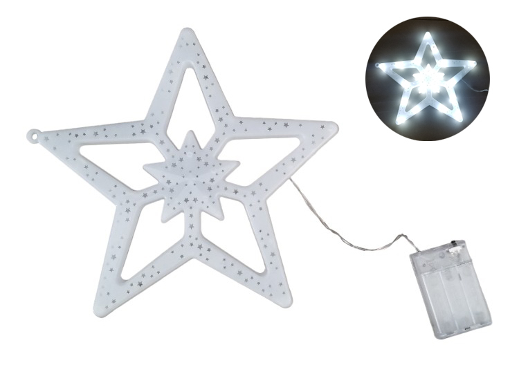 Vánoční dekorace svítící LED 27cm Hvězda bílá