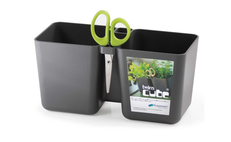Květináč TWINS CUBE grafit 24,4cm (10ks/krt)