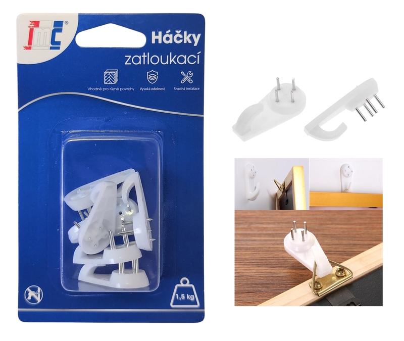 Háčky zatloukací 31x16mm 6ks (12sad/bal,288/krt)