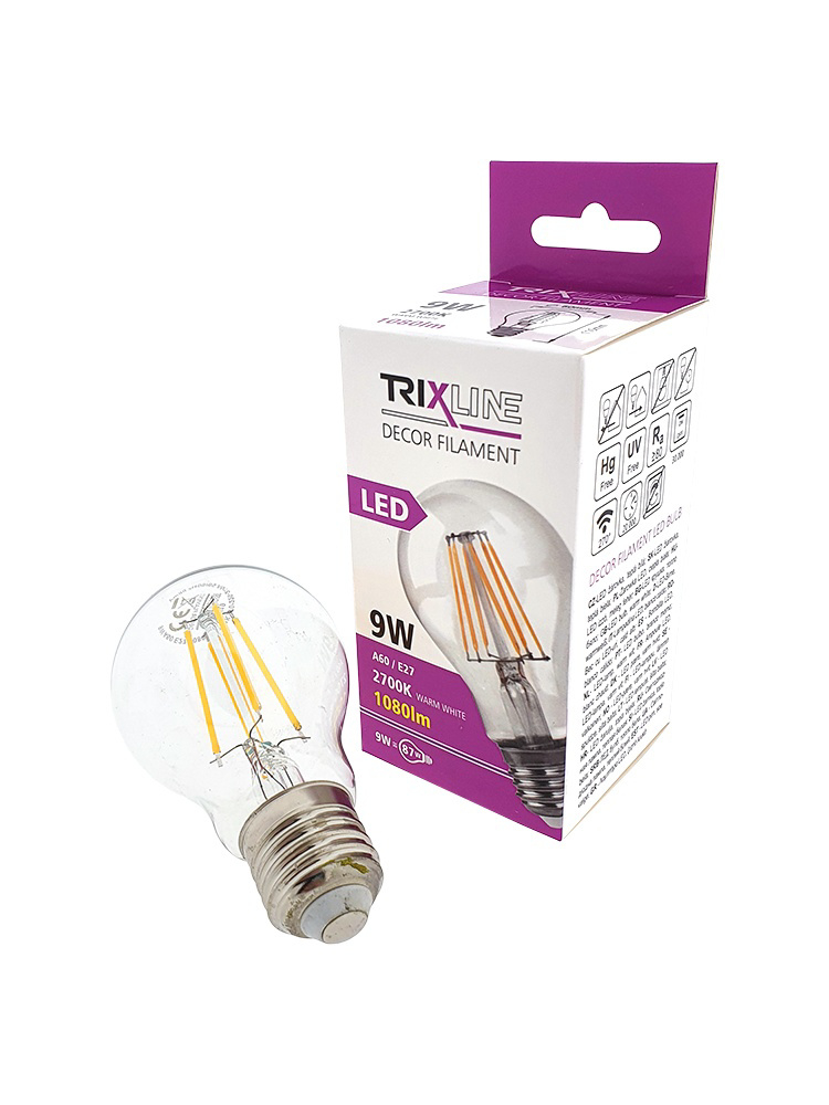 BC TR 9W E27 LED 2700K A60 1080lm FILAMENT (10ks/bal)