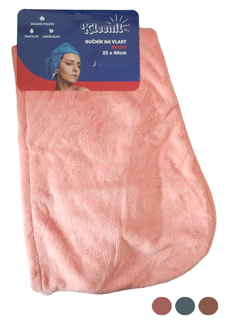Kleenit ručník z mikrovlákna na osušení vlasů BECKY 22x60cm (12ks/bal, 144ks/krt)