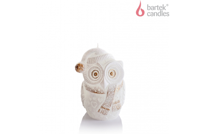 Bartek Svíčka slupek 100mm Winter Owls Figurka bílý + žlutý (12ks/krt)