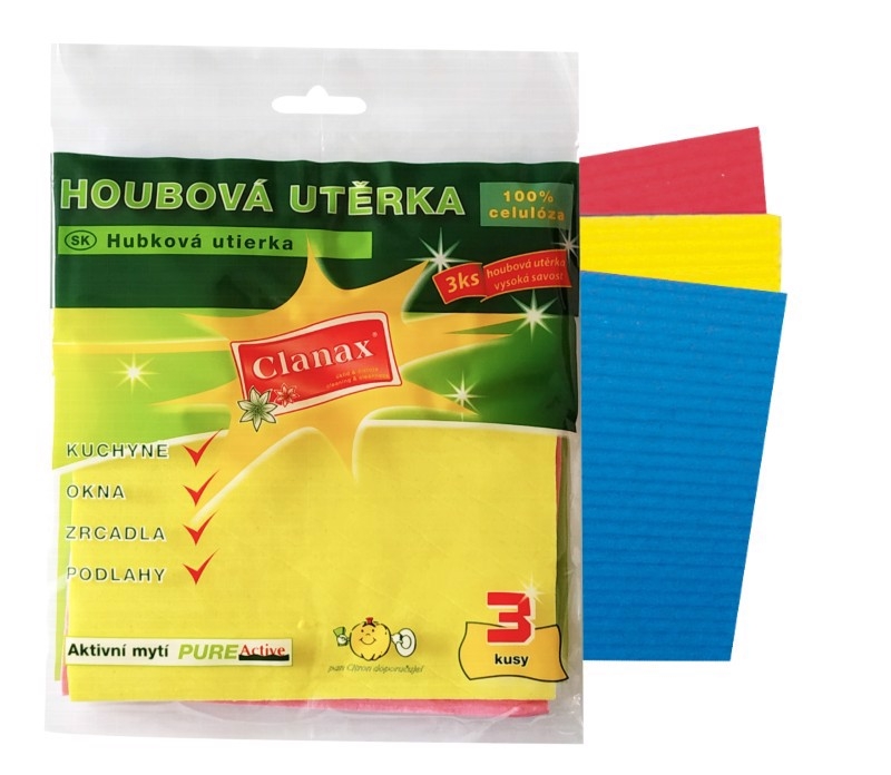 Clanax Houbová utěrka 3ks 18x16x0,5cm (120bal/krt)