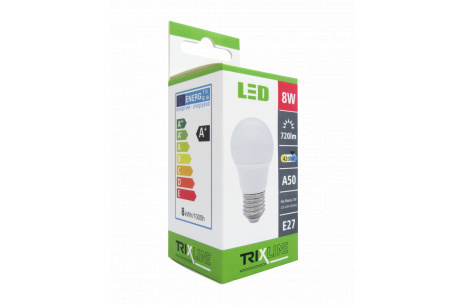 BC 8W LED E27 4200K A50 720Lm Platic Trixline (10ks/bal)