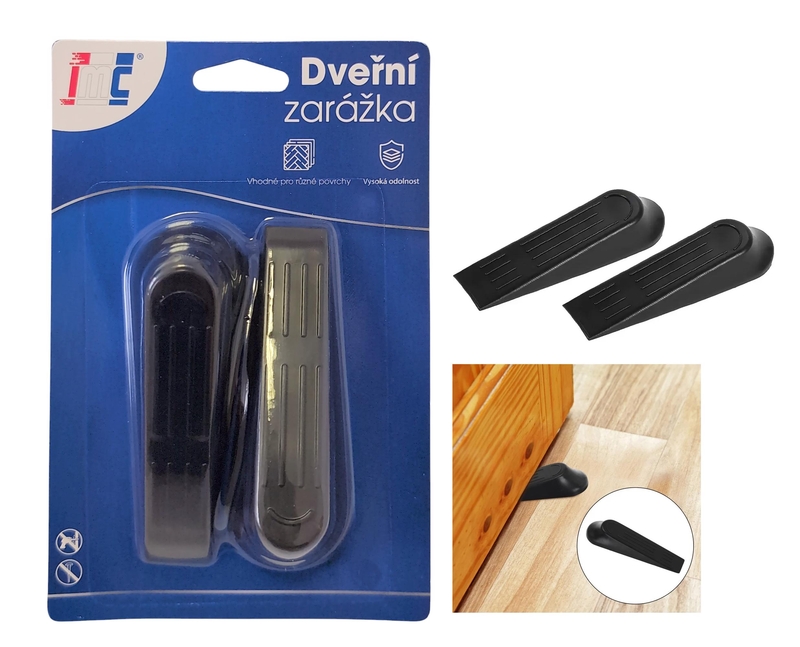 Dveřní zarážka černá 100mm 2ks (12sad/bal,288/krt)