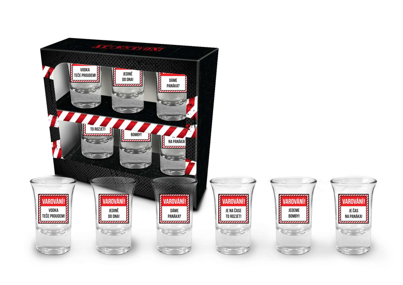SADA SKLENIC NA PANÁKY - VAROVÁNÍ!, 6X35 ML