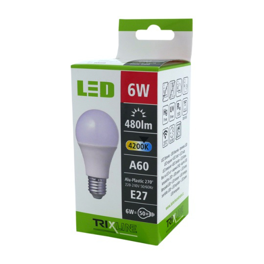 BC žárovky 6W A60 E27 4200K (100ks/krt)