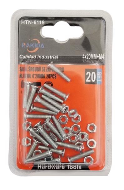 Sada šroubů se zápustnou hlavou 4x20mm M4 20ks (12set/bal)