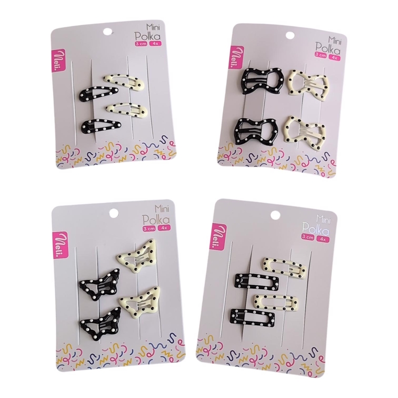 Neli sponky do vlasů mini Polka 3cm 4ks (12sad/bal,480/krt)