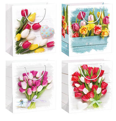 Dárková taška 26x32x10.5cm - tulipán (12ks/bal)(480/krt)