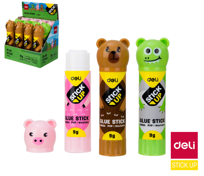 DELI Lepidlo zvířátko 9g tuhé STICK UP E6366A  (12ks/bal,864/krt)