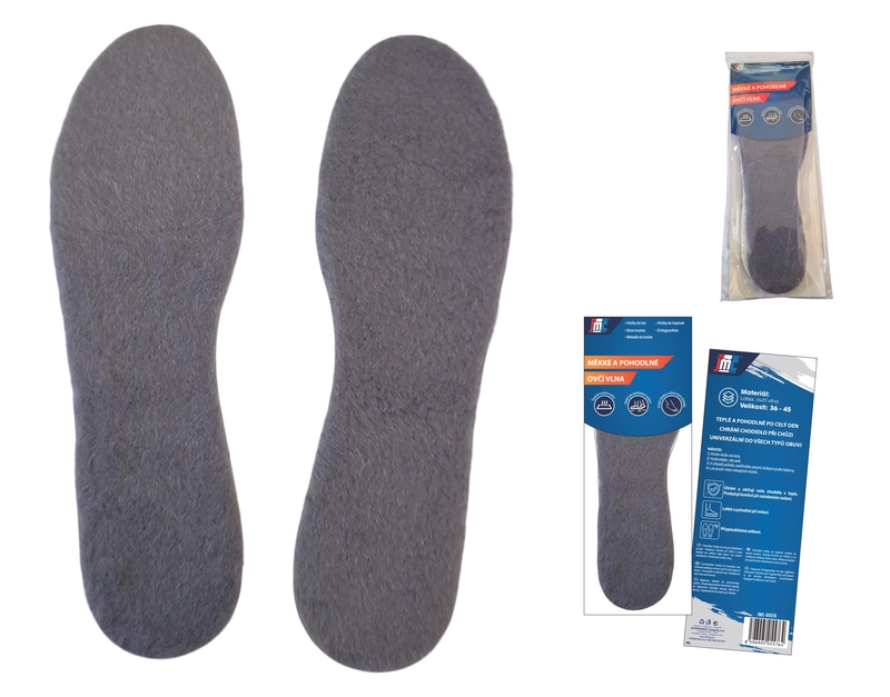 Vložky do bot - ovčí vlna grey (12/bal,240/krt)